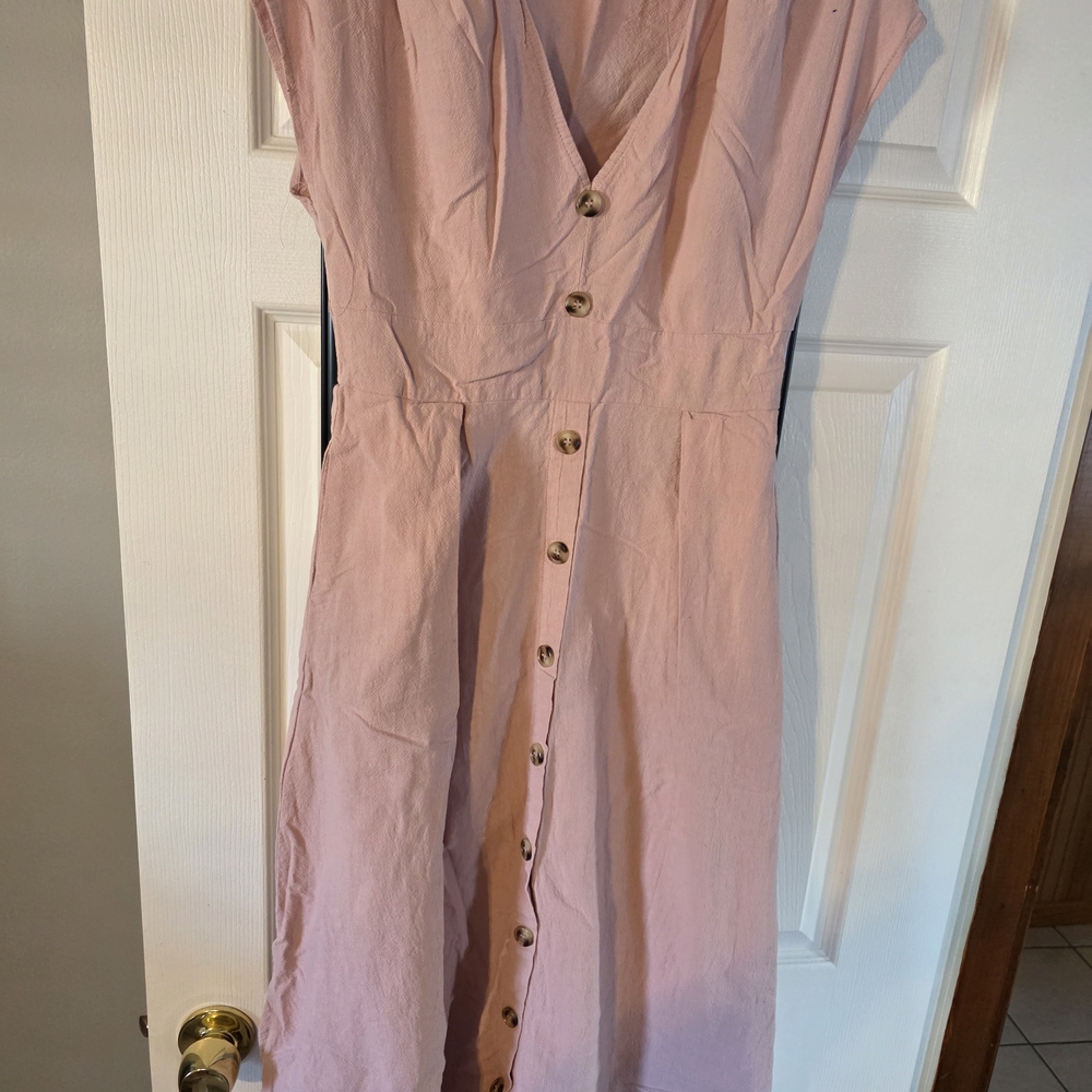 Pink Button-Down Women's Dress